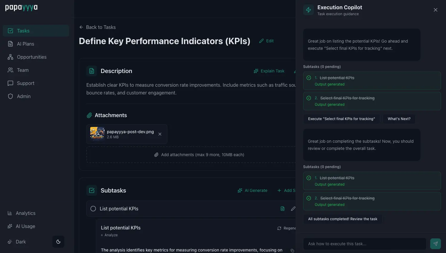 Execution Copilot providing AI guidance